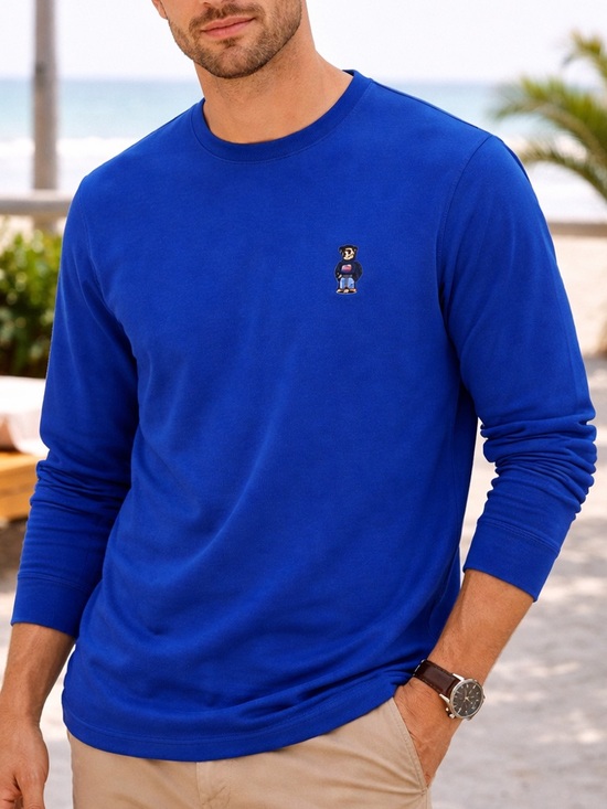 Polo Ralph Lauren Other - Polo Ralph Lauren Mens knit Bear logo Folded Waffle Long-Sleeve Shirt L